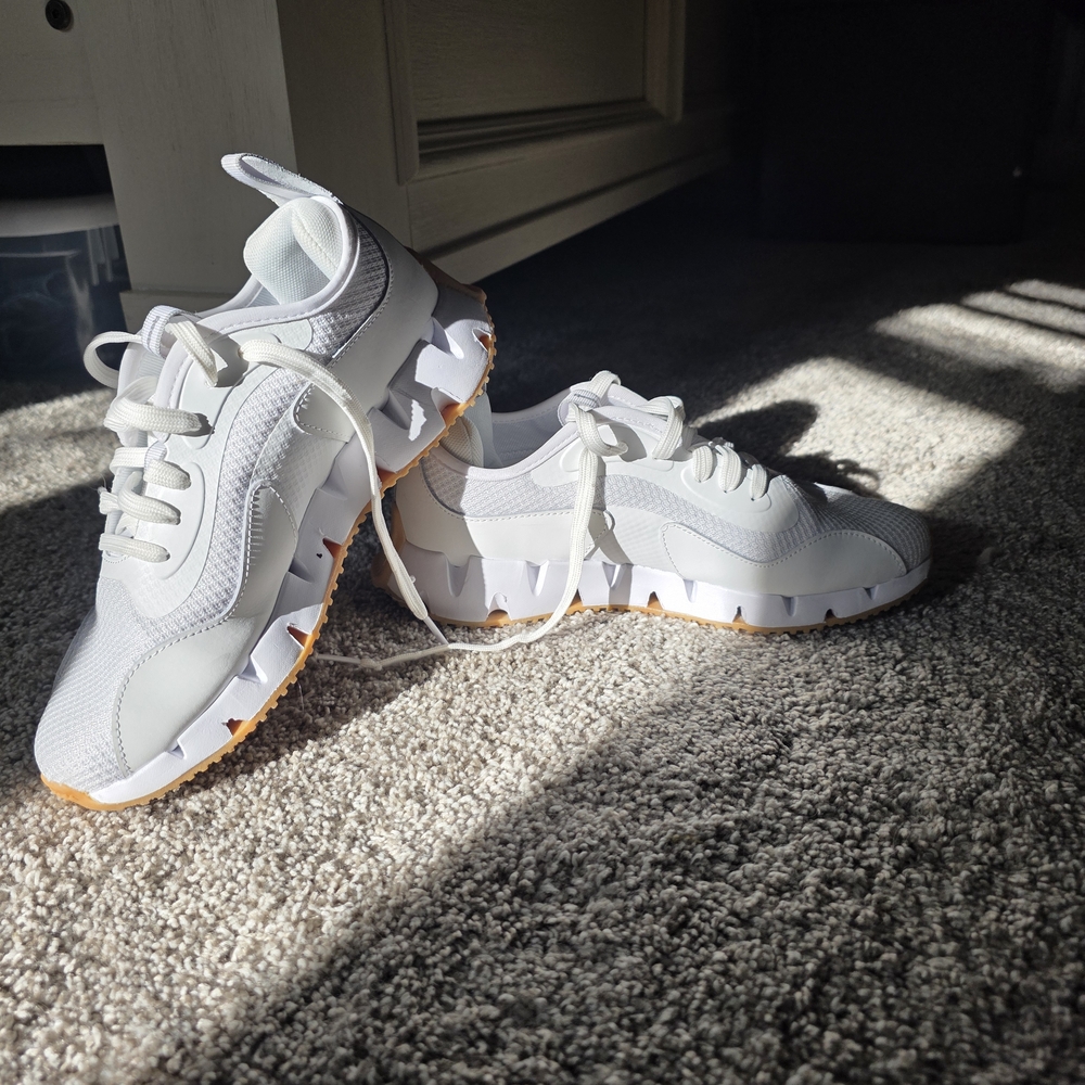 Reebok White and Tan Sneakers